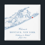 Hamptons Montauk Destination Wedding Favour Magnet<br><div class="desc">Quick and easy ordering! This Montauk destination wedding favour magnet is perfect to include with welcome bag goodies for your Hamptons destination wedding guests, or customise them for your wedding party. The heart is over Montauk, but you can move the heart by clicking "Edit Using design tool" under "Personalise". These...</div>