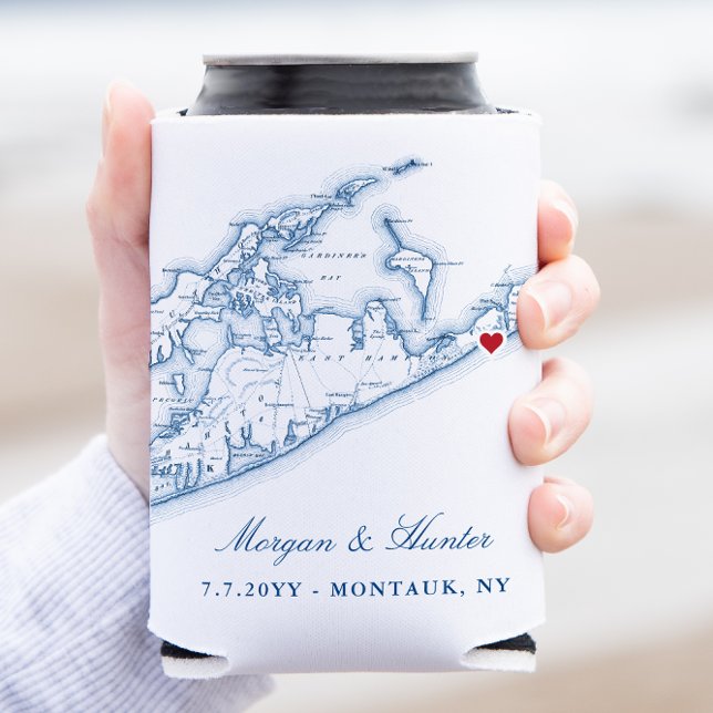 Hamptons Montauk  Wedding Favour Drink Holder Can Cooler (This Hamptons, NY can cooler is perfect for your wedding in Montauk, the North Fork, or The Hamptons)