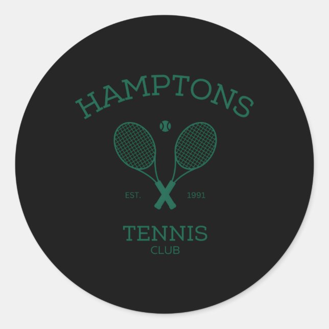 Hamptons New York Preppy Tennis Club Classic Round Sticker (Front)