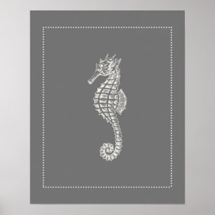 Hamptons Style Seahorse  Poster