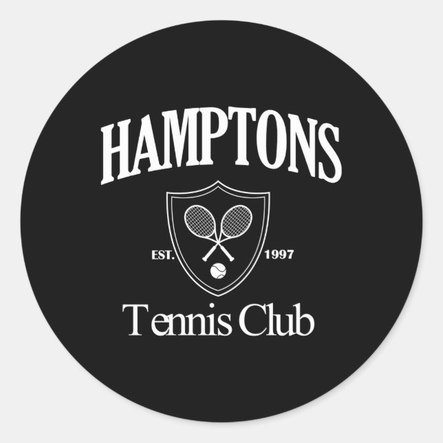 Hamptons Tennis Club Preppy Style Aesthetic Classic Round Sticker (Front)