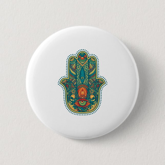 Hamsa 6 Cm Round Badge (Front)