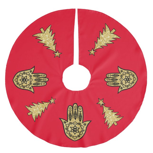 Hamsa and Christmas Tree Skirt (Front)