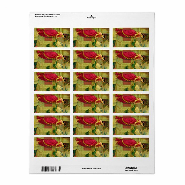 Hamsa and Damayanti by Raja Ravi Varma Label (Full Sheet)