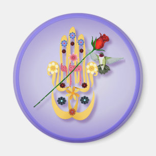 Hamsa and Flowers Magnets