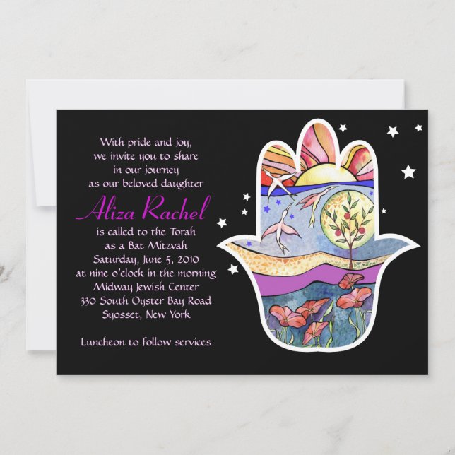HAMSA BEAUTY Bat Mitzvah Invitation (Front)