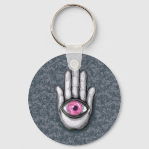 Hamsa Button Keychain