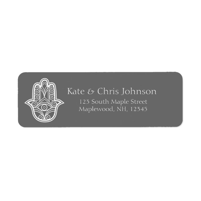 Hamsa design rerun address label-grey (Front)