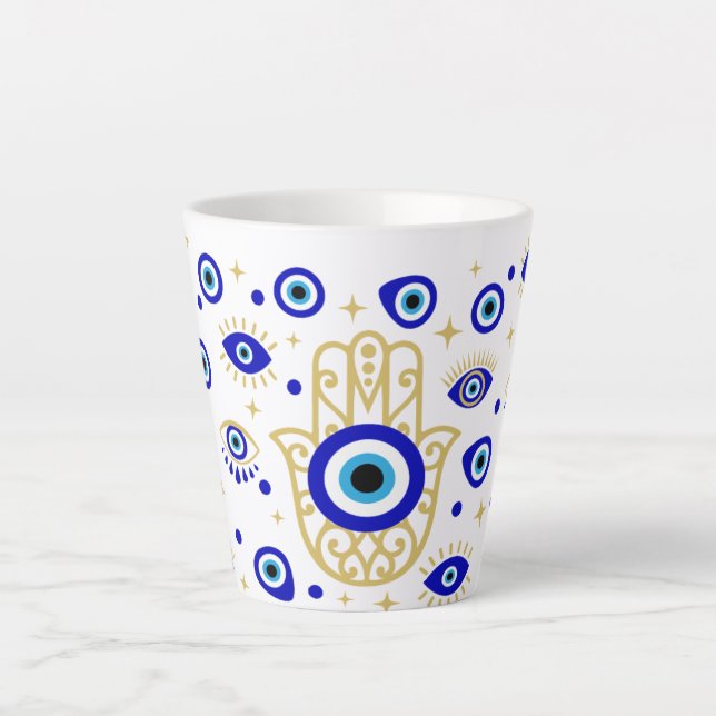 Hamsa Evil Eye Latte Mug (Front)