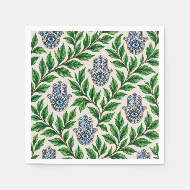 Hamsa Eye Botanical Napkin (Front)