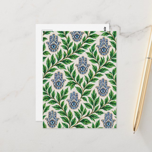 Hamsa Eye Botanical Postcard (Front/Back In Situ)