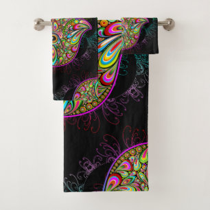 Hamsa Fatma Hand Psychedelic Art Bath Towel Set