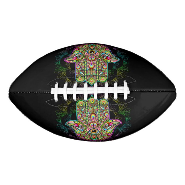 Hamsa Fatma Hand Psychedelic Art Football (Front)
