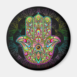 Hamsa Fatma Hand Psychedelic Art Magnet