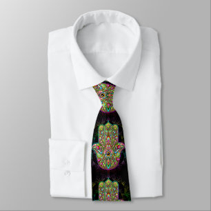 Hamsa Fatma Hand Psychedelic Art Tie