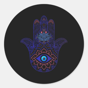 Hamsa Hand Blue Evil Eye Yoga - Spiritual Symbol O Classic Round Sticker