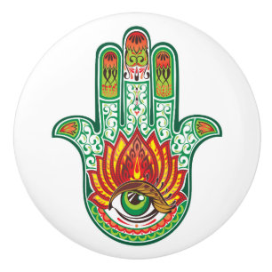 Hamsa Hand Ceramic Knob