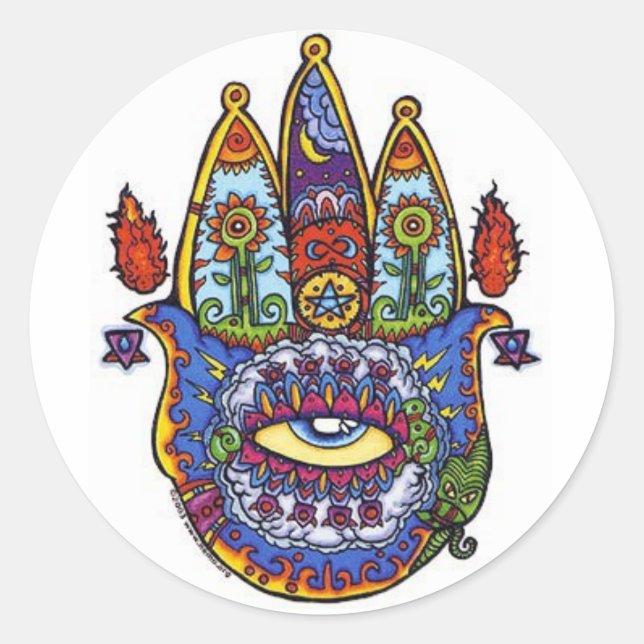 hamsa hand. classic round sticker (Front)