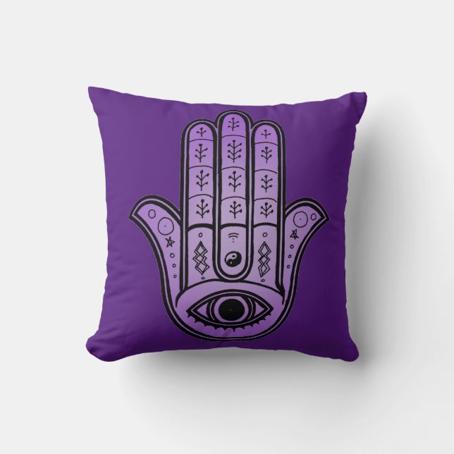 Hamsa Hand design on throw pillow (Front)