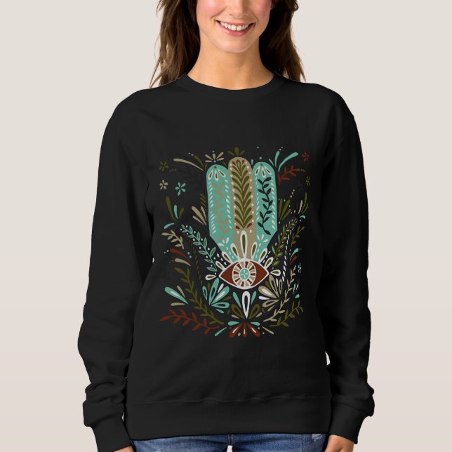 Hamsa Hand – Earth Palette Sweatshirt (Front)
