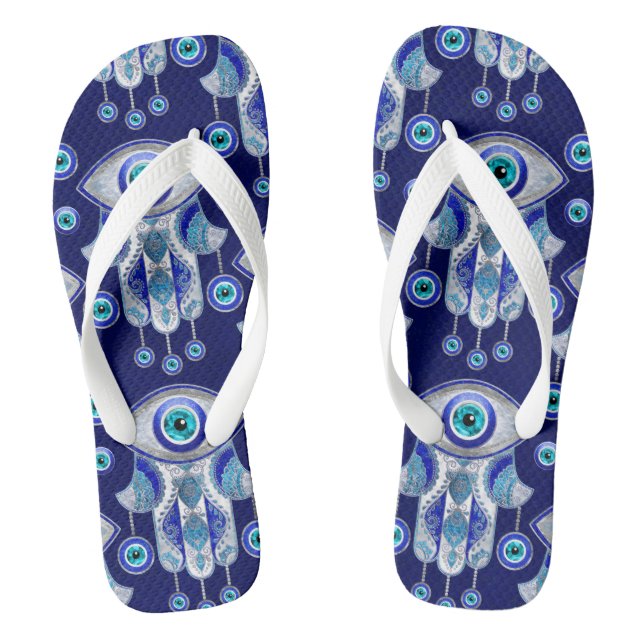Hamsa Hand -Evil Eye Pattern Jandals (Footbed)