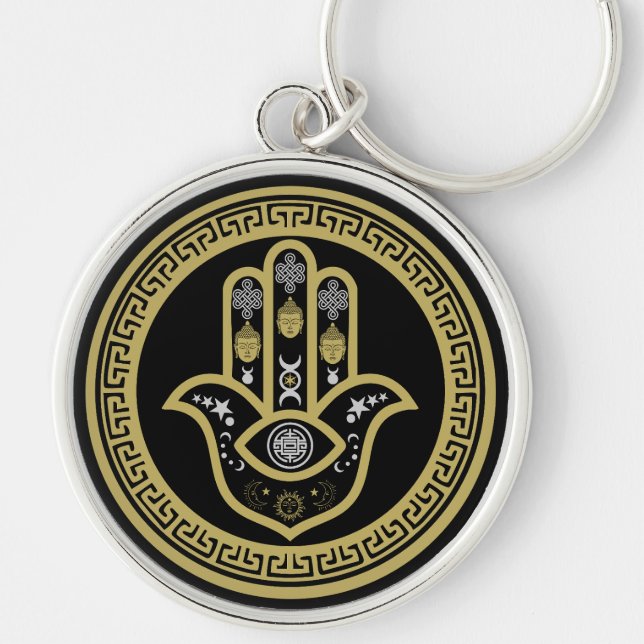 Hamsa Hand Evil Eye Protection Key Ring (Front)