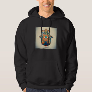 Hamsa Hand Eye Illustration Lucky Unique Palm Wome Hoodie