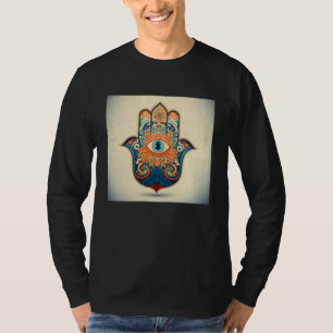 Hamsa Hand Eye Illustration Lucky Unique Palm Wome T-Shirt