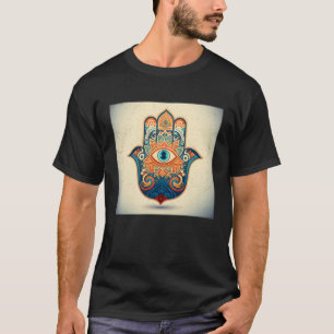 Hamsa Hand Eye Illustration Lucky Unique Palm Wome T-Shirt