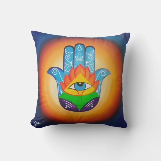 Hamsa Hand Fine Art Cushion (Front)