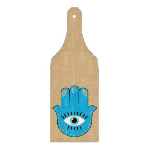 Hamsa Hand Greek Evil Eye Blue Cutting Board