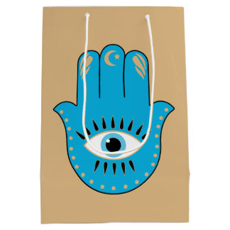 Hamsa Hand Greek Evil Eye Blue Medium Gift Bag