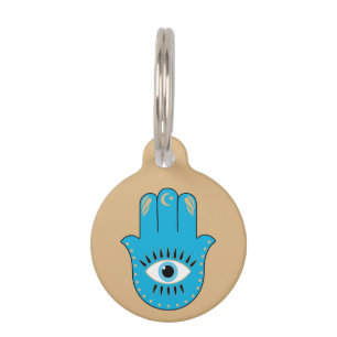 Hamsa Hand Greek Evil Eye Blue Pet Tag