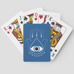 Hamsa Hand Greek Evil Eye Blue Playing Cards
