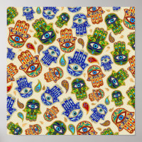 Hamsa Hand - Hand of Fatima colourful pattern