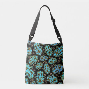 Hamsa Hand -Hand of Fatima pattern blues Crossbody Bag