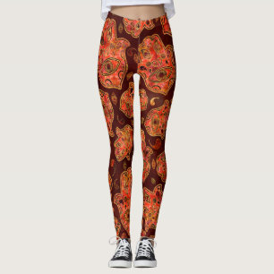 Hamsa Hand -Hand of Fatima pattern reds Leggings