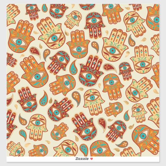 Hamsa Hand - Hand of Fatima Teal Terracotta (Sheet)