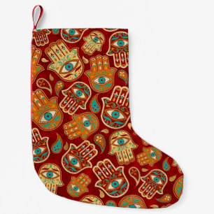 Hamsa Hand - Hand of Fatima Teal Terracotta Small Christmas Stocking