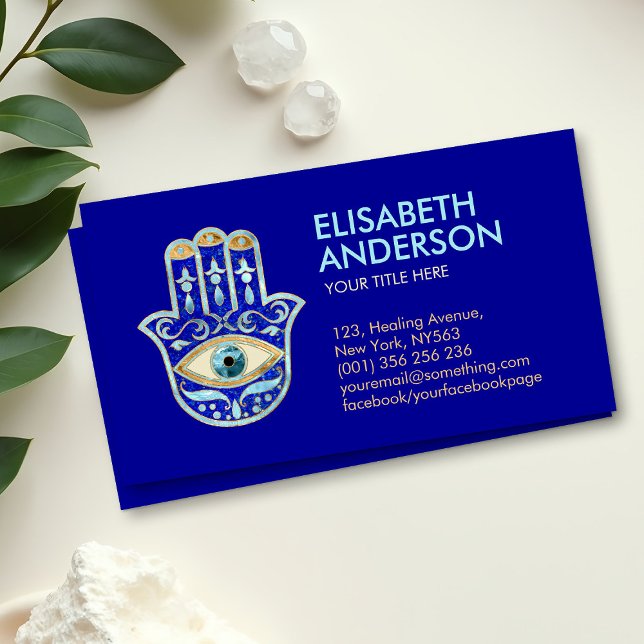Hamsa Hand - Lapis Lazuli and Blue crystal Business Card (Creator Uploaded)