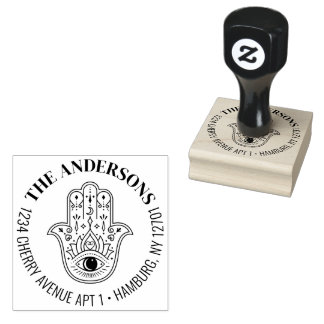 Hamsa Hand of Fatima Evil Eye Return Address Self- Rubber Stamp