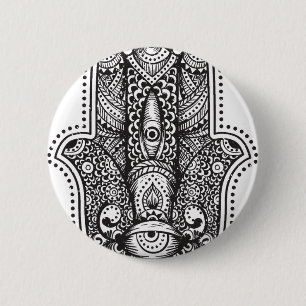 Hamsa Hand Of Fatima Oriental Islamic Symbol Yoga 6 Cm Round Badge