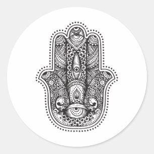 Hamsa Hand Of Fatima Oriental Islamic Symbol Yoga Classic Round Sticker