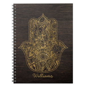 HAMSA Hand of Fatima symbol amulet design Spiral Notebook