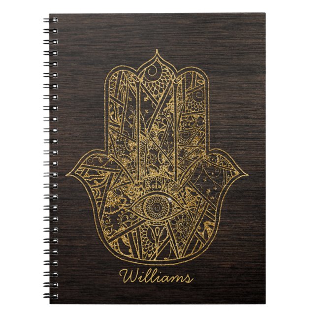 HAMSA Hand of Fatima symbol amulet design Spiral Notebook (Front)