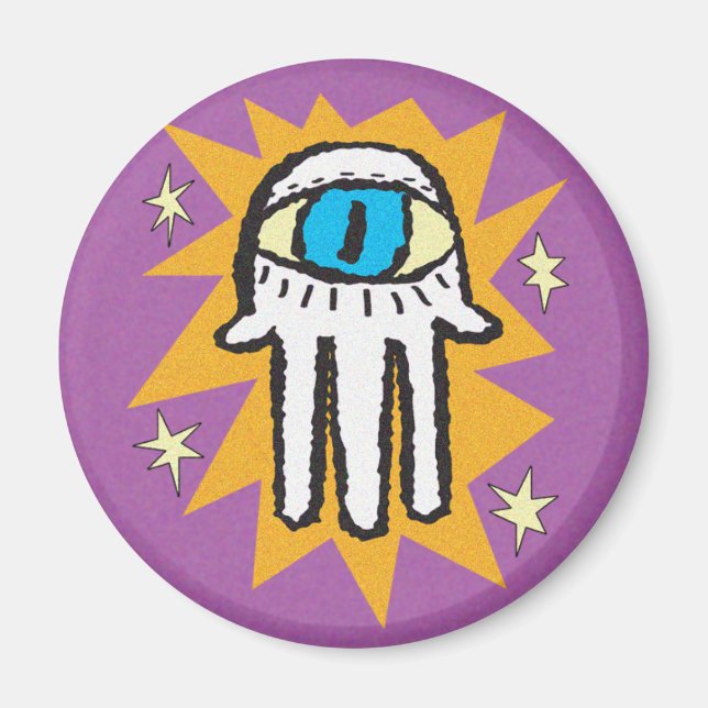 Hamsa Hand of God Gold and Purple Magnet (Front)