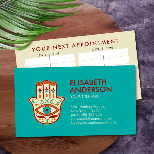 Hamsa Hand Ornament - Orange Jade and Cream Business Card