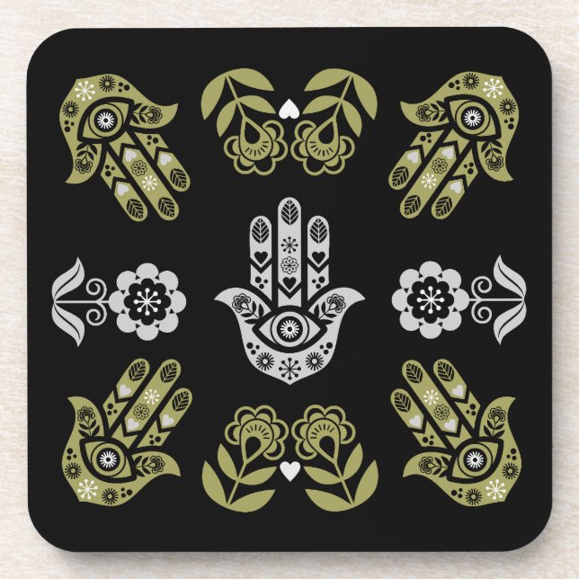Hamsa Hand Protection Art Coaster (Front)