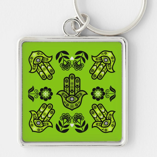 Hamsa Hand Protection Art Key Ring (Front)