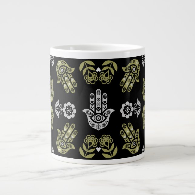 Hamsa Hand Protection Art Large Coffee Mug (Front)